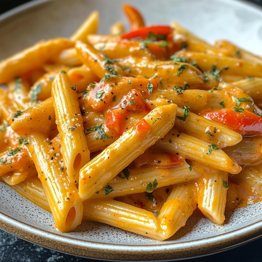 Penne mit cremiger Paprikasauce