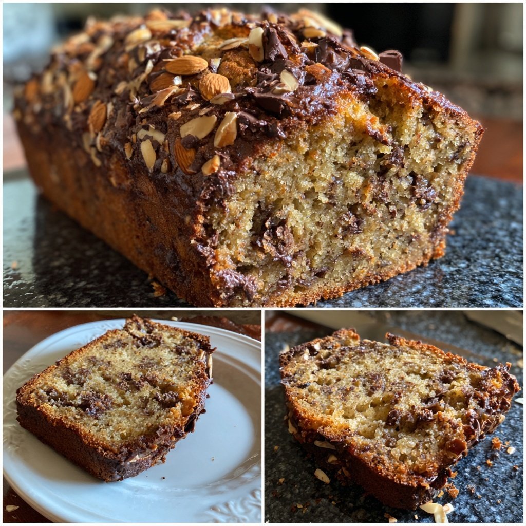 Bananenbrot mit Schokostückchen und Mandeln