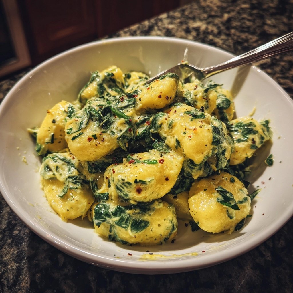 Gnocchi mit Spinat und Zitronensahne