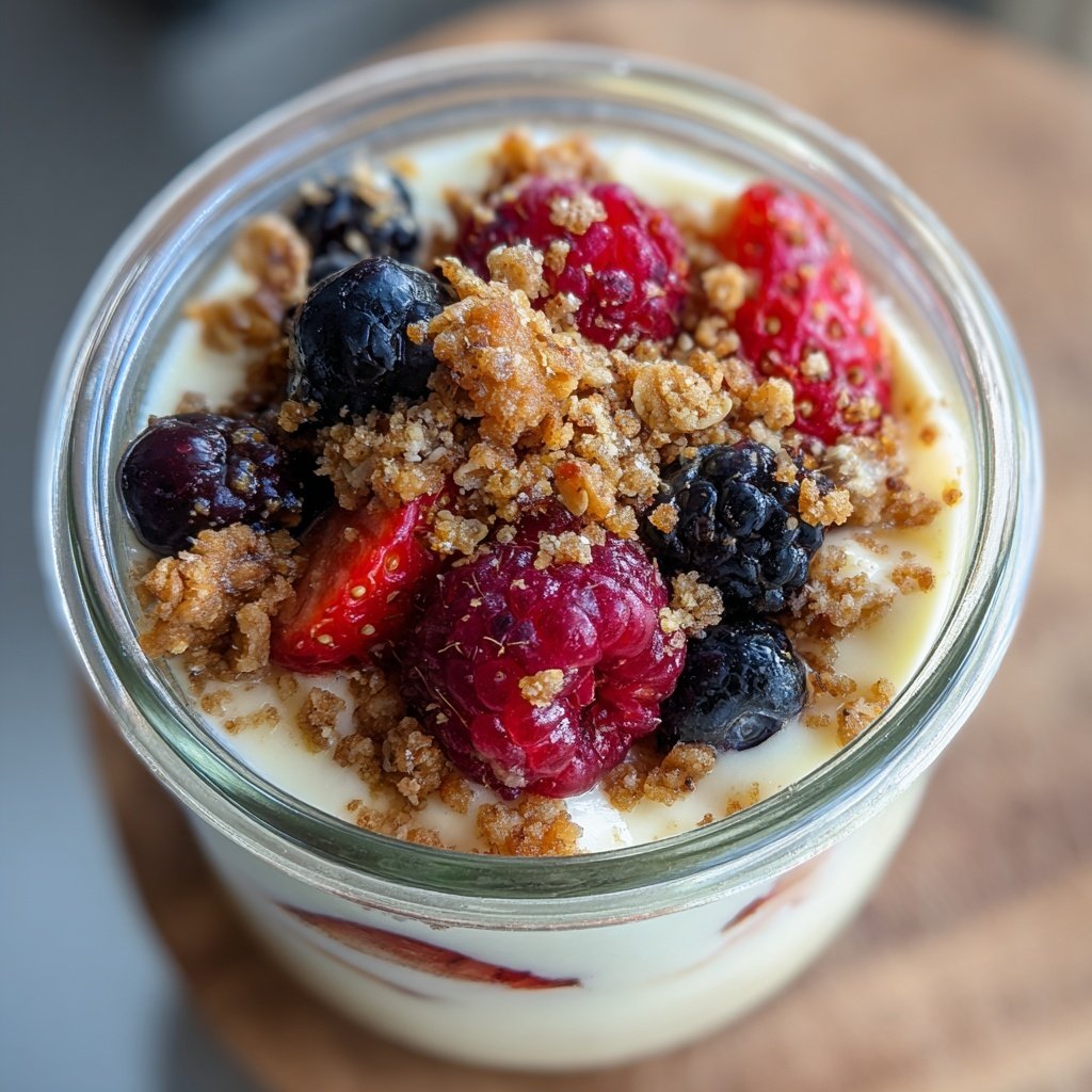 Frühstück im Glas mit Skyr und Beeren