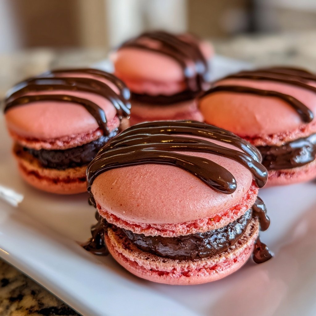 Macarons mit Erdbeer-Schokoladen-Ganache