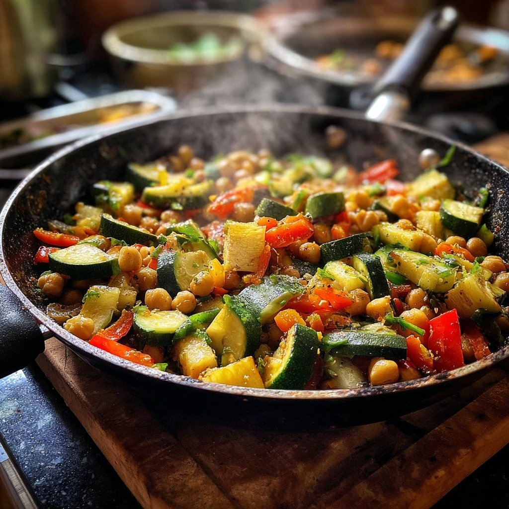 Abendessen mit vegetarischer Pfanne