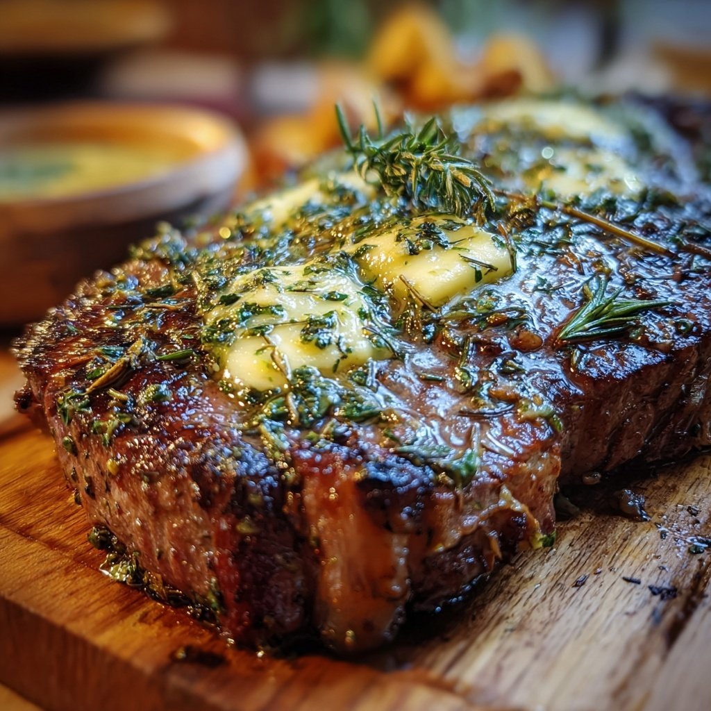 Gegrilltes Steak Mit Kräuterbutter